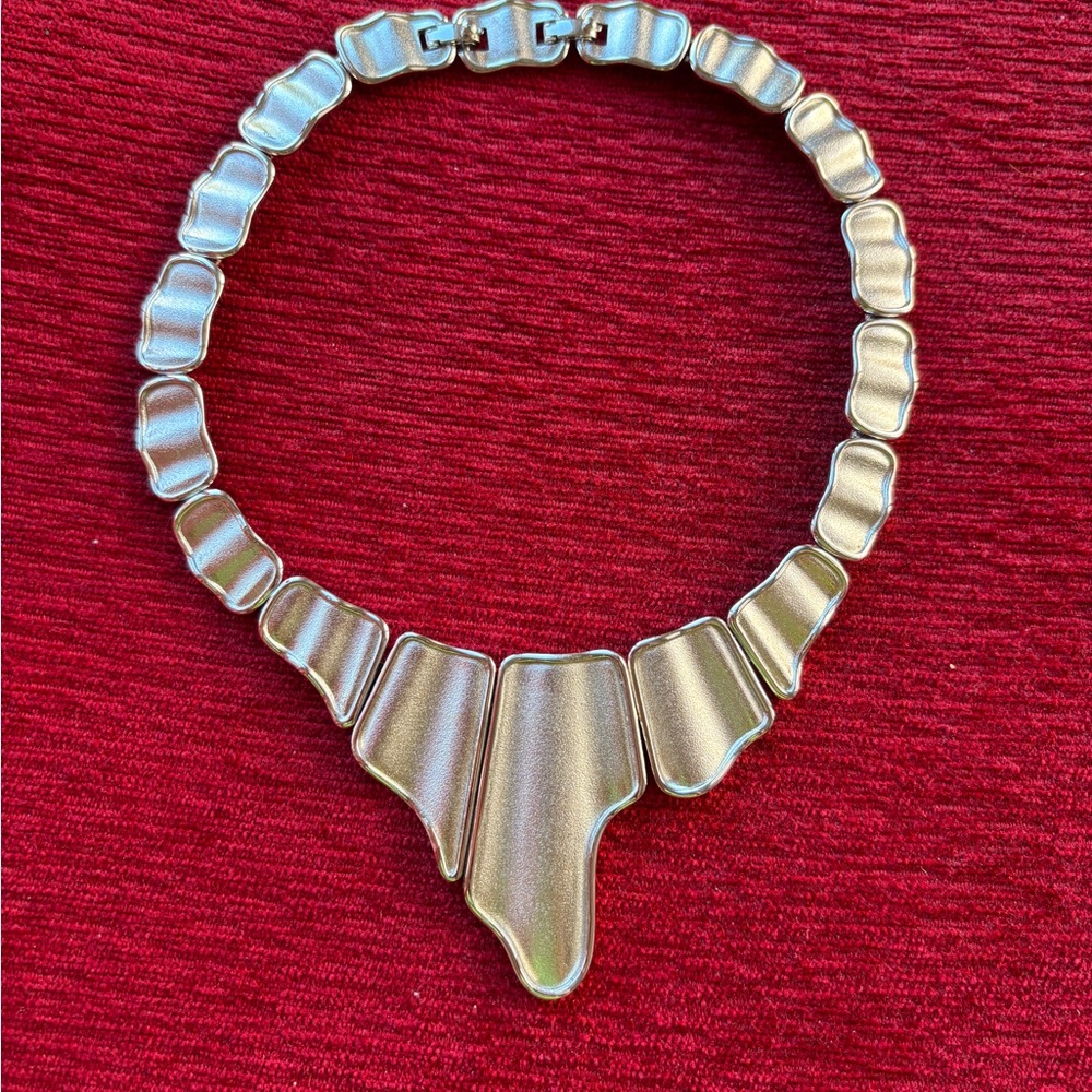 Monet Vintage Silver Toned Bib Necklace